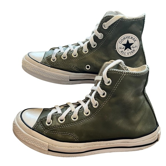 Converse Chuck Taylor All Star Sneakers Shoes Mens Size 4 Womens 6 Green Leather - Picture 5 of 12